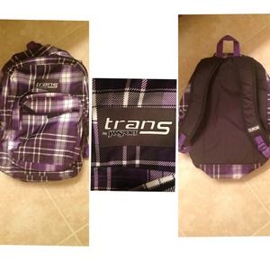 Purple plaid Jansport backpack