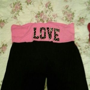 Black and neon pink yoga pants