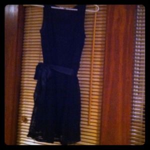 Black all-lace dress with ribbon tie