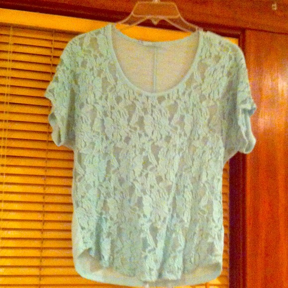 Lace front short sleeve top