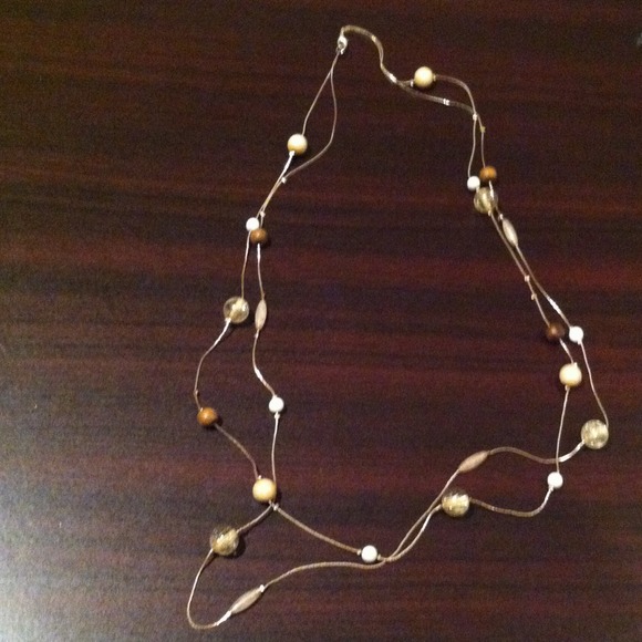 Necklace with gold and bronze beads