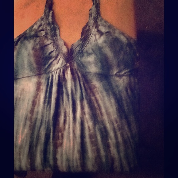 Teal/green tie dye halter top - Picture 1 of 2