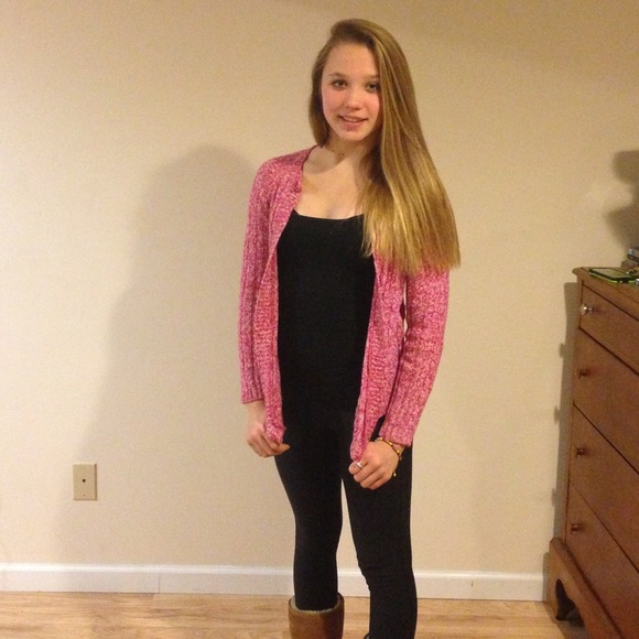 Pink knit bottom up sweater. XL girly sweater - Picture 1 of 4