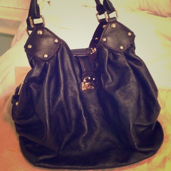 LV Black Med Mahina Bag