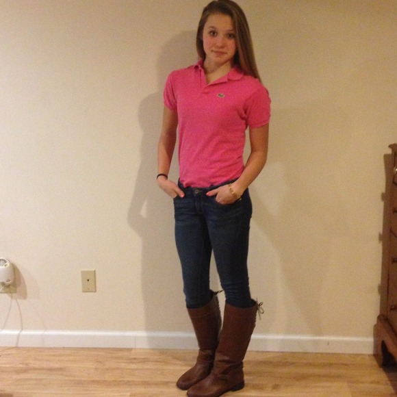 Hot pink small Lacoste polo