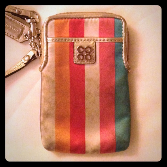 Striped coach wristlet authentic
