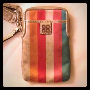 Striped coach wristlet authentic