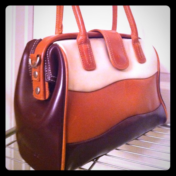 SOLD!!!!! Ivory-Brown-Dk Brown genuine leather