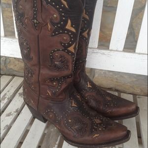 Lucchese Studded Scarlet calf skin Boots