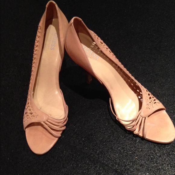 Guess.. Leather open toe pumps