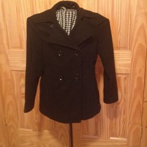 Black peacoat, size 8