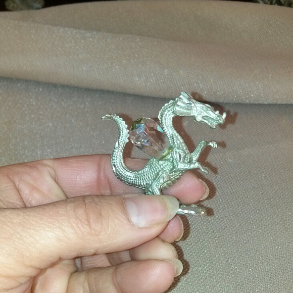 Pewter Dragon with Crystal wings