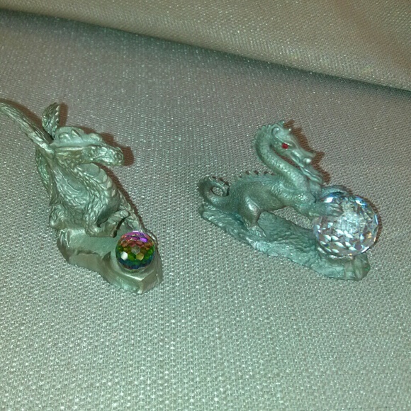 Pewter dragons/w Crystal balls $15 or both for $25