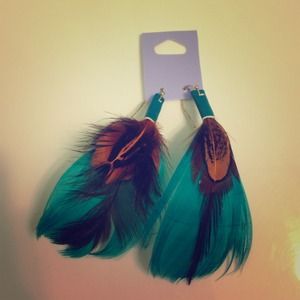 Turquoise feather earrings. Probably should bundle