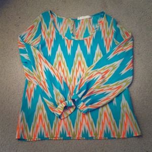 Chevron Long Sleeve Blouse Top