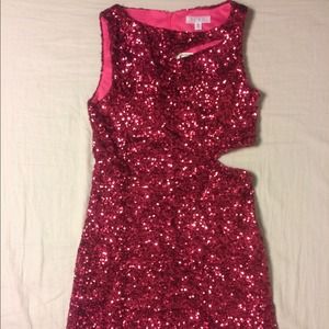 Red sequins dress with small side cutout