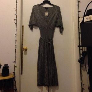 Bebe Sweater Dress with tie belt and attached slip