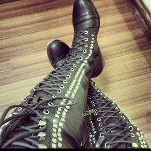 Knee high lace up boots