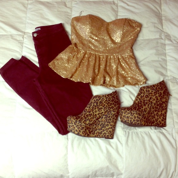 Peplum Gold Sequin Tube Top