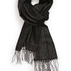 Dark Herringbone Cashmere Scarf
