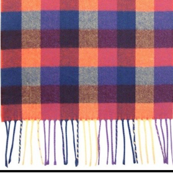 Pink Orange Plaid Cashmere Scarf