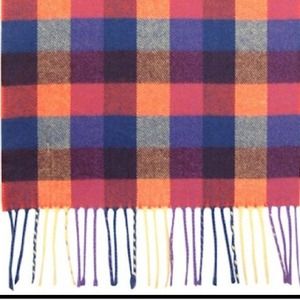 Pink Orange Plaid Cashmere Scarf