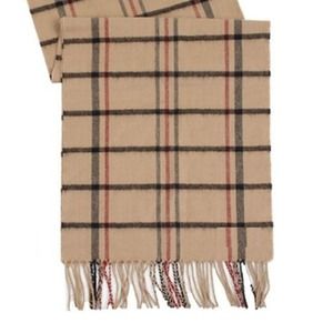 Burberry Style Brown Plaid Cashmere Scarf