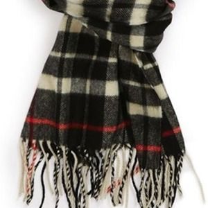 Black White Red Plaid Cashmere Scarf