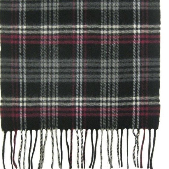 Gray Purple Plaid Cashmere Scarf