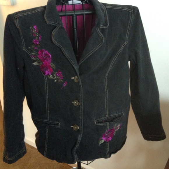 SOLD DARK BLUE EMBROIDERED DENIM JACKET