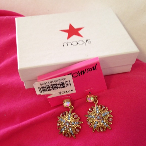 Betsey Johnson gold embellished earrings.