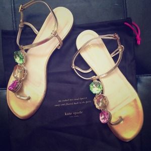 Gold leather gem  flat sandals