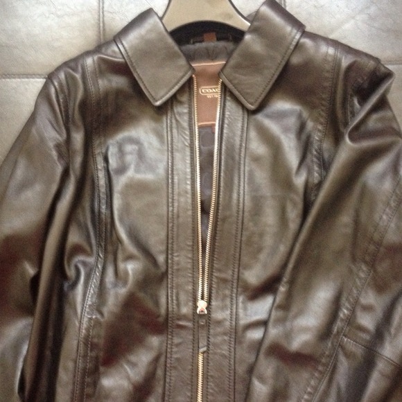 SOLDBlack leather Coach women's jacket - Picture 3 of 3