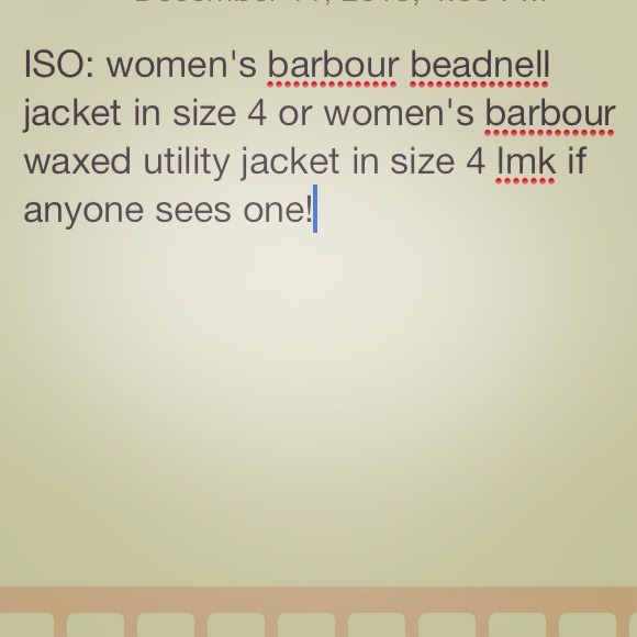 ISO: women's barbour jacket