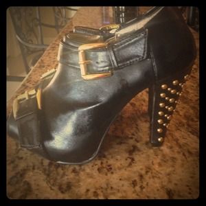 Black studded booties