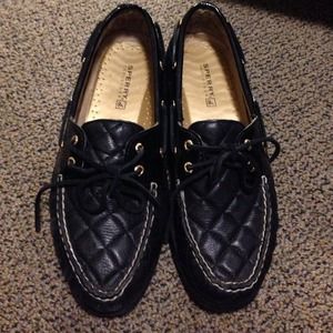 Sperry Black leather boat shoes