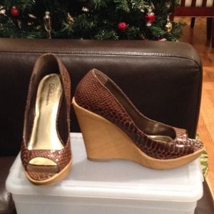 Faux Animal skin leather wedge