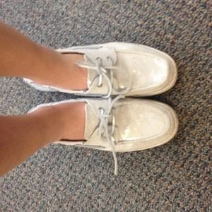 White sparkly sperry-like shoe