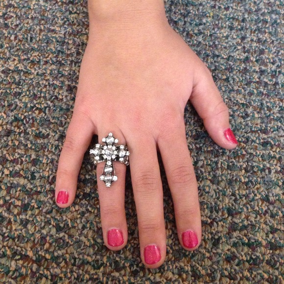 Bling cross ring