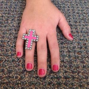 Pink cross ring