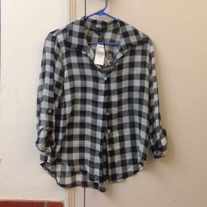 Black and white sheer top