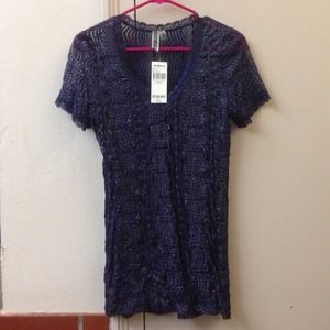 Purple metallic lace top