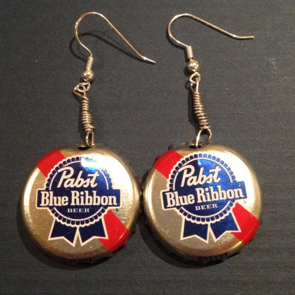 PBR Beer Bottle Cap Earrings.