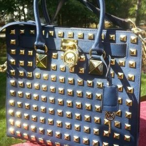 Michael Kors large blue studded Hamilton