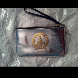 Reflective Leather Peace Wristlet - LIMITED