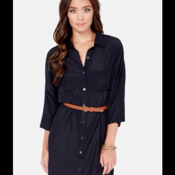 ‼️REDUCED 3xHP Navy Blue Belted Shirt Dress❗️