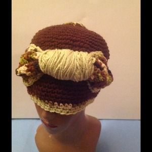 Crocheted beanie w/ larger than life bow