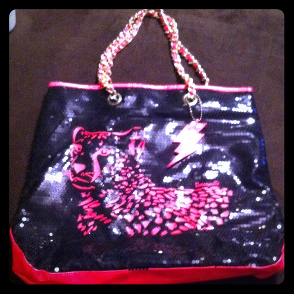 Betsy Johnson Sequin and Hot Pink Cheetah  bag