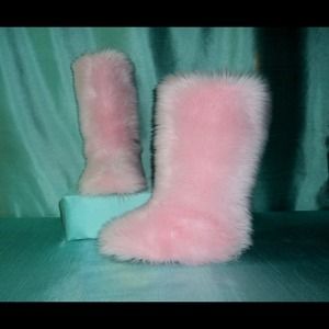 Fluffy Baby Pink Furry Boots