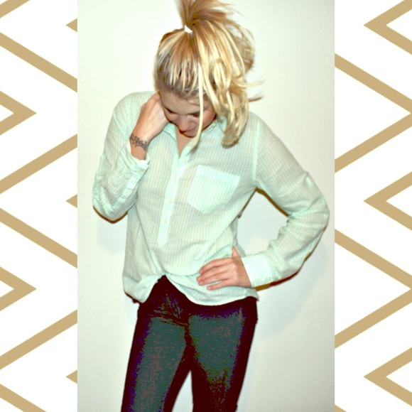 J.Crew mint striped perfect shirt